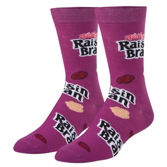 KELLOGG’S Raisin Bran Cereal Printed Crew Socks OS - Picture 3 of 4